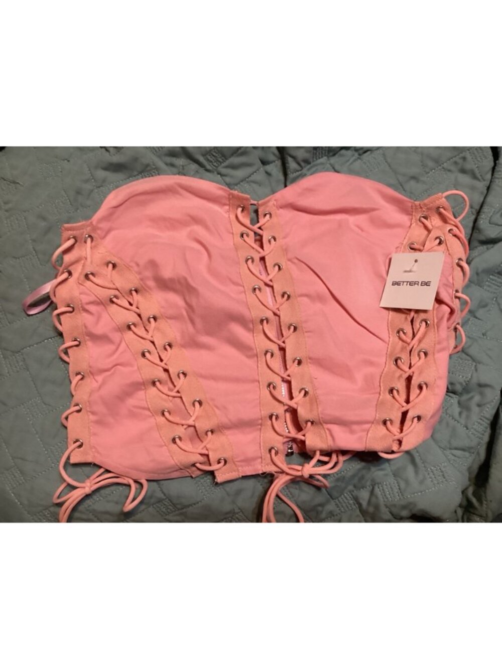 Better Be Pink Lace-Up Zipper Bustier*Sexy*Halloween*Cosplay*Femboy**Sissy*L*NWT